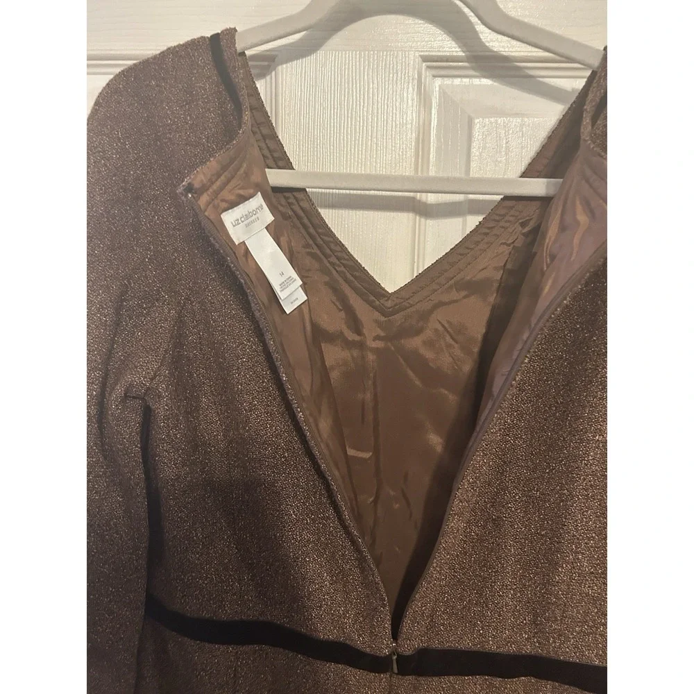 Vintage Liz Claiborne Size 14 Tweed Dress,‎ Brown/Black Office Church Chic - Picture 9 of 10